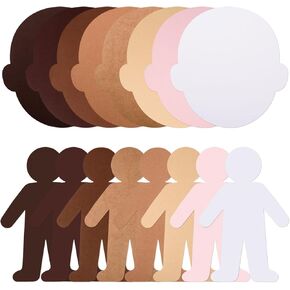 FOBSME 96 Pcs Multicultural Face People Cutouts 5.5 Inch Paper Face People Die Cuts Assorted Skin Colors Paper Cut-Outs for DIY Papers Dolls Classroom Crafts Projects