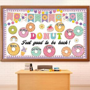 Donut Bulletin Board Motivational Classroom Decoration Hippie Donuts Classroom Bulletin Board Decorations Positive Paper Cutouts for Back to School Classroom Office Home Wall Door Chalkboard Decor