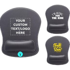 DISCOUNT PROMOS Custom Executive Leatherette Mouse Pads Set of 50, Personalized Bulk Pack - Desk Pads, Premium Office Accessories - Black