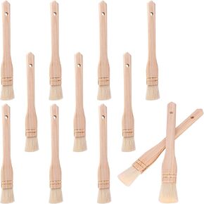 12 PCS 1 Inch Flat Hake Brushes, Hake Brush with Wood Handle, Sheep Hair Hake Paint Brushes for Watercolor, Pottery, Painting Arts, Crafts