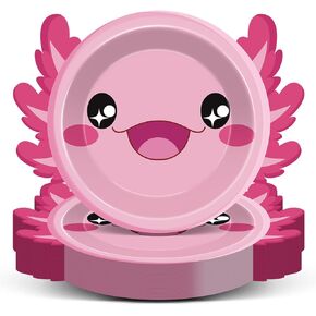 60Pcs Pink Axolotl Shaped Birthday Party Decorations Reptile Animals 7 Inch Dessert Plates Plates Cartoon Dinner Disposable Tableware Set for Kids Girls Party Baby Shower Supplies Favors