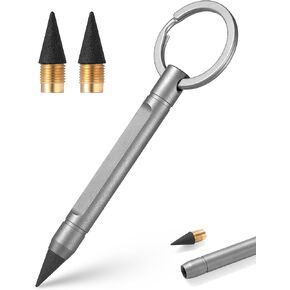 TISUR Metal Titanium Inkless Pencil, Infinity Forever Everlasting Pencil, Mini Pocket Pencils with 2 Replaceable Nibs for Drawing Sketching Drafting Supplies