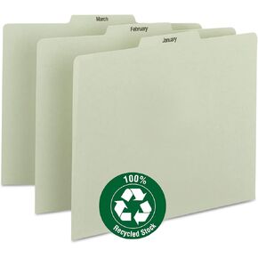 Smead SMD50365 Recycled Top Tab File Guides, Monthly, 1/3 Tab, Pressboard, Lette, Manila