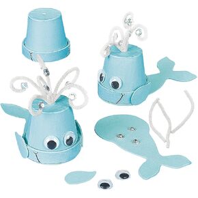 Fun Express Flowerpot Whale Craft Kit - Makes 12- Crafts for Kids - VBS Vacation Bible School Supplies/Decor