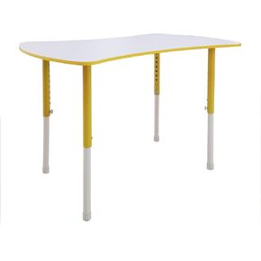 FixtureDisplays® Adjustable Height Preschool Activity Table Collaborative Desk Bow Tie Shape Preschool Table 18538-YELLOW