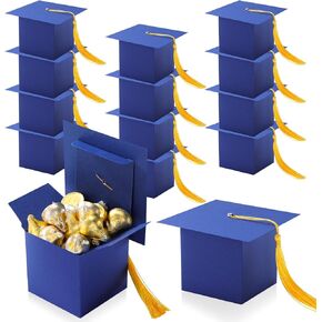 TaoBary 12 Graduation Cap Boxes - Graduation Party Favors - Royal Blue