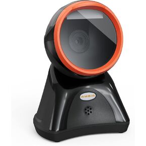Ambir DB100 Hands Free Plug & Play Omni-Directional Desktop USB 1D, 2D and QR Barcode Scanner - Black/Orange