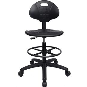 TAKE UR SEAT® Deluxe Heavy Duty Drafting Lab Stool Chair, 18'' Adjustable Footring, 10'' Adjustable Height, 450 lb Seat Capacity, Tall Bench Height Chrome(Standard Caster)