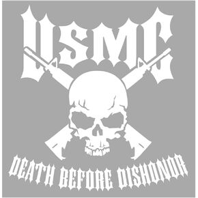 USMC Death Before Dishonor with Skull and Crossed Rifles Jumbo Vinyl Transfer
