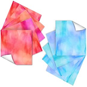 Craftopia Craft Vinyl Squares - 12 x 12-Inch Watercolor Patterned Sheets for Design Transfers DIY Crafts, Scrapbooking - Decorative Supplies for Decals & Signs (Pink and Blue)