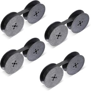 4 Pairs of Universal Typewriter Ribbon Twin Spool Typewriter Ink Ribbon, Vintage Manual Typewriter Spool Ribbon, Twin Spool Replacement Pack for Most Typewriter, Black