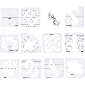 11Pcs Quilting Template Kit with Low Shank Ruler Foot & Non-Slip Stickers - Free Motion Quilting Rulers for Sewing Machines, DIY Crafting Essentials