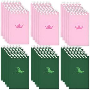 YIXAXKAO 24 Pieces Witch Theme Mini Spiral Notepads Pink and Green Small Spiral Notebooks Witch and Princess Spiral Notepads for Witch Party Birthday Favors Supplies