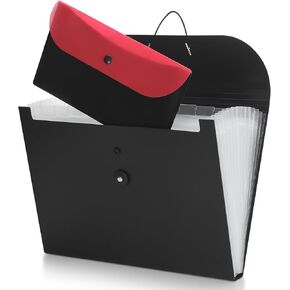 Uquelic Accordion File Organizer, Expanding File Folder with Detachable Pouch, File Folder Organizer Holds A4 Documents, Receipt, Tie-Closure Accordion Folder for Office, School, Travel(Red) in Kuwait
