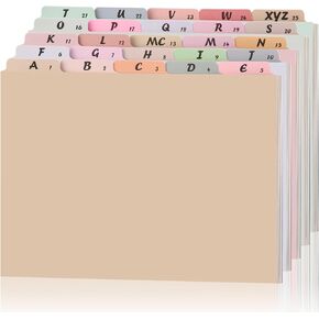 1 Set 25 Alphabet File Dividers A-Z Top Tab Letter Size 1/5 Cut Tab Positions Alphabetical Number File Folder Organizer Guides Cabinet and Desk Dividers for School Office Home(Classic)
