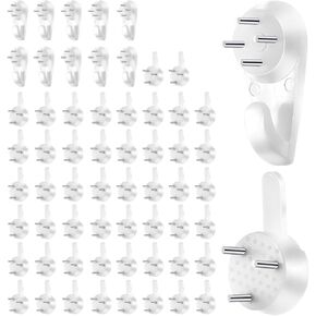 60 PCS Concrete Wall Hooks, Adhesive Wall Hooks Concrete Wall Hangers Invisible Nail Wall Hooks Non-trace Hanging Kit Plastic Hardwall Hanger Hooks for Hardware Concrete Walls Picture Frame