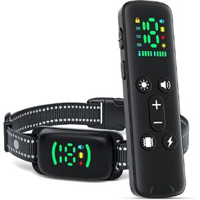 Shock Collar for Dogs with Remote for 8-120 lbs Medium Large Dogs, 4500FT Rechargeable IPX7 Waterproof e Collars with Light (0-3), Beep (1-8), Vibration(1-18), Safe Static(1-18)
