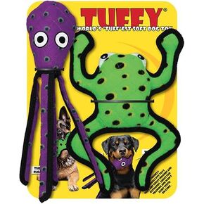 TUFFY - Limited Edition-World's Tuffest Soft Dog Toy- Phrog & Purple Squid- 2 Pack. Squeakers-Multiple Layers.Made Durable, Strong & Tough.(Tug, Toss & Fetch).Machine Washable & Floats