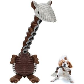 IOKHEIRA Dog Toys for Large Dogs Plush Dog Squeaky Toys to Keep Them Busy Tug of War Dog Toys for Medium and Small Dogs Made of Cotton Material and Crinkle Paper Stuffed Animals for Dogs（Armadillo