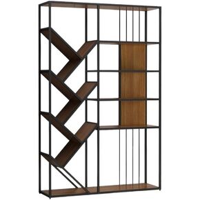 Bookshelves Nordic Minimalist Bookshelf Industrial Wind Bookcase Living Room Partition Decorative Rack Office Wrought Iron Shelf Bookshelf(C,120 * 30 * 180cm)
