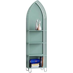 Small Bookshelf Iron Bookshelf Floor-Standing Simple Home Wall Storage Rack Modern Bookcase Picture Book Storage Rack for Office, Living Room(Small)