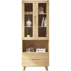 Bookshelf Home Bookcase Glass Door Bookcase Floor-to-Ceiling Multi-Layer Lattice Bookshelf Suitable for Living Room Study Bedroom Bookshelves(C)