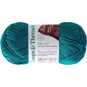 Silky Soft Yarn by Loops & Threads - Yarn for Knitting, Crochet, Weaving, and Arts & Crafts - Black, Bamboo, 3.5 oz