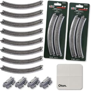 N Scale 20-100 Curve Track R249-45 (8pcs) + 24-815 UniJoiners (4pcs) + 15×15cm Track Cleaning Cloth – Set for Smooth Rail Layout