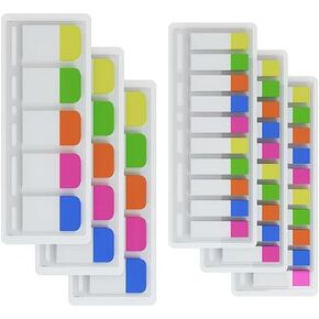 1050 Pieces Sticky Tabs and Page Markers,File Folder Sets in Assorted Neon Colors for School,Office, Books, Binders, Notebook, 6-Pack,2 Designs