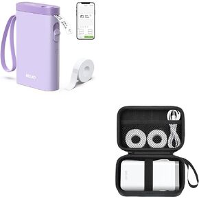 Nelko Purple Label Maker Machine with Tape, P21 Portable Mini Label Printer, Case Compatible P21 Label Maker, Compatible with Most Mini Label Printers
