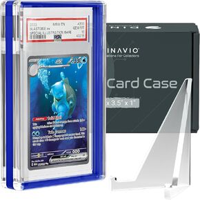 PSA Graded Card Display Acrylic Case for Standard PSA and CGC Slabs - Slab Case for Graded Cards - PSA Card Case - Graded Card Display Case - Slanted Stand Included (White Border)