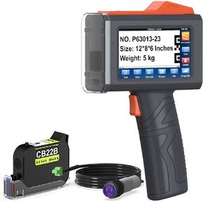 Handheld Inkiet Printer V127 Newly Enhanced 16-Hour Continuous Printing 5 Wheel Support for Printing Batch Numbers, Logos, Serial Numbers, Barcodes, and QR Codes on Diverse Materials (Orange)