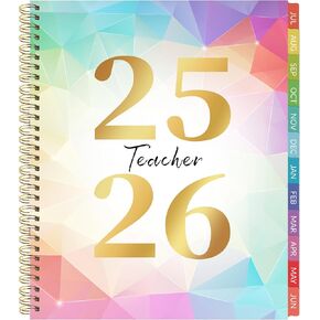 Teacher Planner 2025-2026 - Teacher Planner 2025-2026 Academic Year, 8.7" x 10.8", July 2025 - June 2026, Weekly & Monthly Lesson Plan Book with Monthly Tabs, Golden Stamping