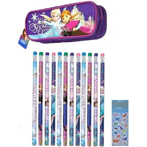 Disney Frozen 1 Cases Cases Casshass مع تصميمات وألوان متنوعة و 12 أقلام رصاص مع تصميمات وألوان متنوعة
