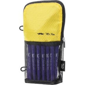 Mr. Pen- Standing Pencil Case Pouch, Sit & Lay Mesh-View Design, Black & Yellow, Interior Pocket & 2 Elastic Binder Loops, Cute Pencil Case for Girls and Boys