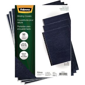 Fellowes Letter Size Binding Covers Expressions Grain, 50-Pack, Navy (52124)