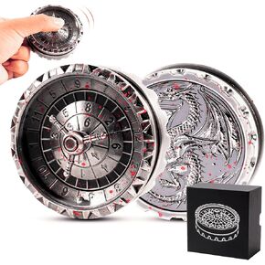 Roulette Dice Spinner – 1pc 3-in-1 or 4-in-1 Metal DND Spinner with 3D Relief | Mechanical DND Dice – Dungeons and Dragons Gifts(D20 Ancient Gold)