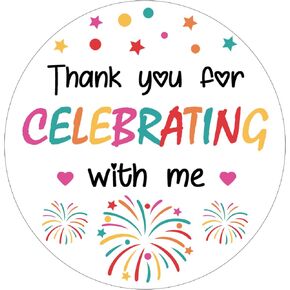 120Pcs Thank You for Celebrating with Me Stickers, 2 inch Thank You Stickers Self-Adhesive Labels for Envelope, Packaging, Graduation, Birthday, Wedding