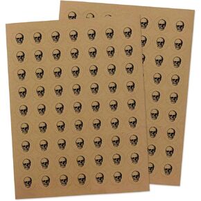Black Skull Stickers - 126 Seals Pack - Perfect for Halloween Cards, Goody Bags, Party Invitations