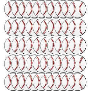 50PCS Paper Baseball Party Cutouts with Glue Points Baseball Bulletin Board Decorations Baseballs Shape DIY Paper Cuts Decora for Sports Theme Party Baby Shower Birthday Game Day Wall Decor Supplies