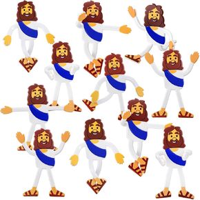 24 Pcs Sunday School Bendable Jesus Character Religious Toys 4 Inches Jesus Toys for Vbs Religious Favors Stress Relief Fidget Gift Easter Egg Stuffer Funny Sunday School Gift Figure(Blue)