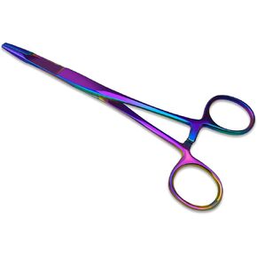 Bandage, Castroviejo, & Iris Scissors, & Kelly, & Mosquito Forceps Rainbow - Stainless Steel, DIY Crafting Scissors and Forceps Multicolors (Castroviejo Scissors, 4.5 inches Straight)