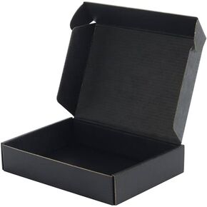 Corrugated Mailer Box 50 Pcs, Made In USA, Black Boxes For Packaging Small Business, Heavy Duty Moving Boxes, 12x10x4" Shipping Box For Shoes, Packing Supplies, Literature Mailer