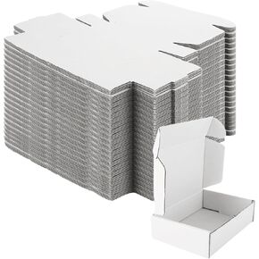 50 Pack Shipping Box 5.5x4x1.5 inch White Corrugated Cardboard Box, Corrugated Mailer Small Boxes for Wrapping Mailing Present Literature Mailer