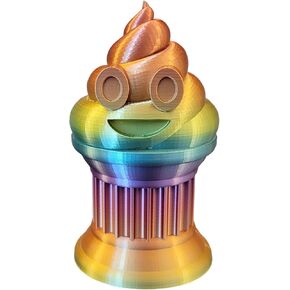 Poop Emoji Trophy - Perfect Award or Gift - Handmade w/Additive Manufacturing - 6" inches Tall - Featuring a Solid Silk Gold Poop Emoji on a Column Pillar in Kuwait