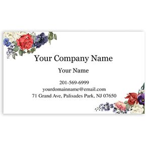 Rustic Rose Custom Premium Business Cards, Full color - 16pt (350gsm-Thick paper), Matte finishing-Front & Back (Dark-Blue)
