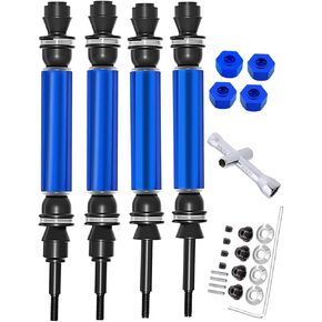 Drive Shaft CVD Upgrades Part for 1/10 Slash 4x4 VXL Platinum Ultimate,Rustler VXL 4X4,Stampede VXL 4X4,Hoss VXL,ARRCat 4pcs Front & Rear RC Hop-Ups Parts with Wrench,Navy Blue(More Power)