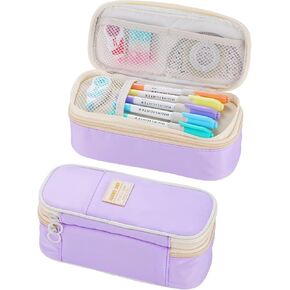 Dugio Big Pencil Case for Girls Organizer Pencil Bag with Zipper Pencil Pouch for School Teens Kids Aesthetic Large Pencil Pouch Pink