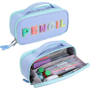 Amersun Large Capacity Pencil Case Pouch for Girl, Student, Women, Teen - Multi-Compartment, High Storage, Marker Pen Stationery Box Bag Organizer Holder for School College Office (Pink)