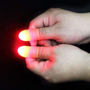 SUMAG Magic Red Light up Thumb Tips Finger Magic Tricks Fake Finger with LED Light Magic for Party Props Accessories (2 Pairs)